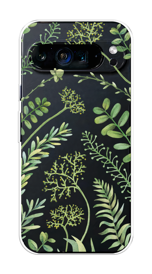

Чехол на Google Pixel 9 Pro XL "Green Leaves", Зеленый;прозрачный, 272150-1