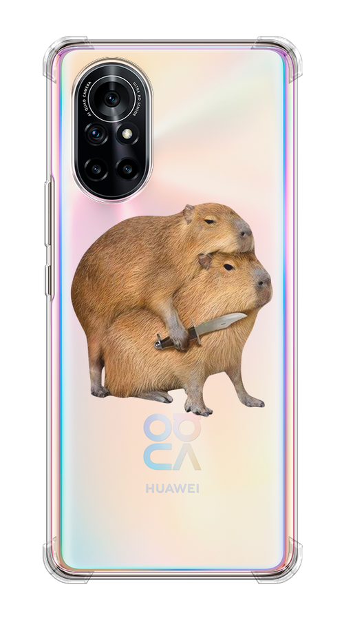 

Чехол на Honor V40 Lite/Huawei Nova 8 "Капибара с ножом", Бежевый, 6105150-1