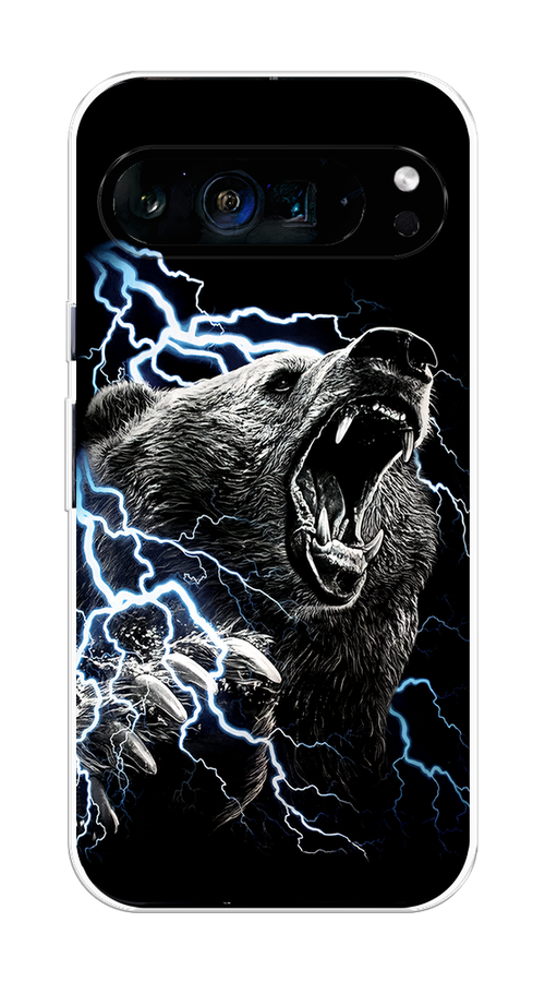 

Чехол на Google Pixel 9 Pro XL "Гроза и медведь", Черный;серый;серебристый, 272150-1