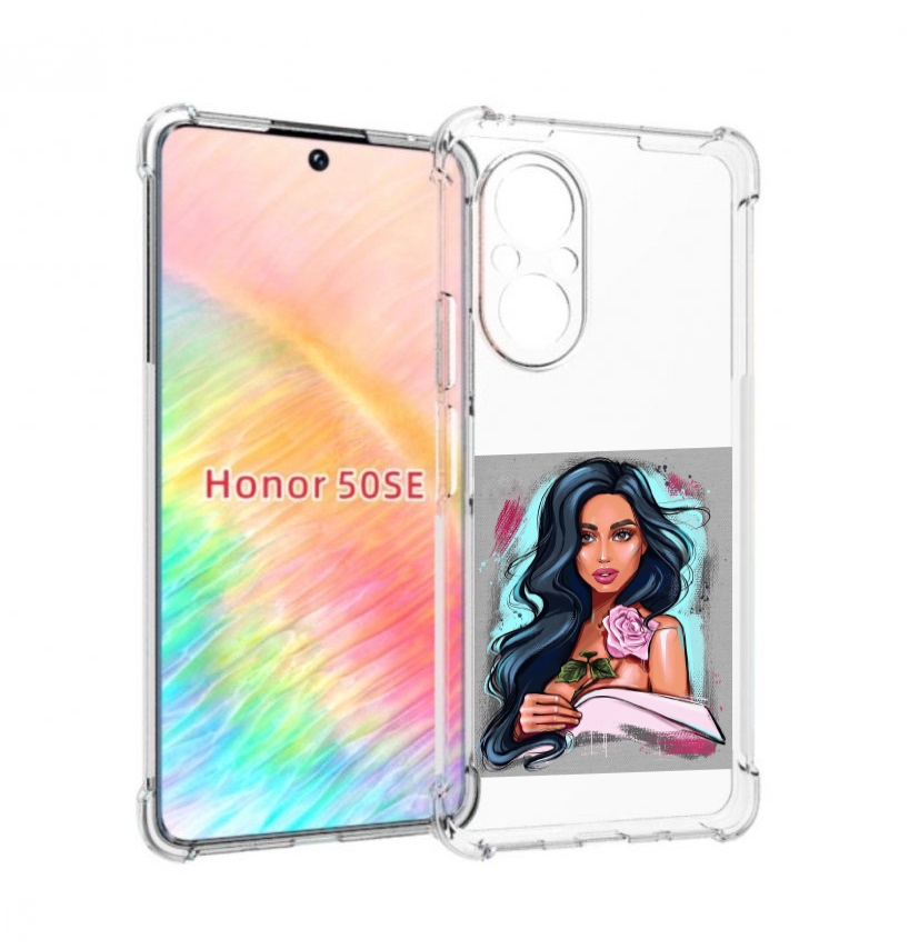 

Чехол бампер MyPads Девушка-с-розовой-розочкой женский для Honor, Прозрачный, Tocco