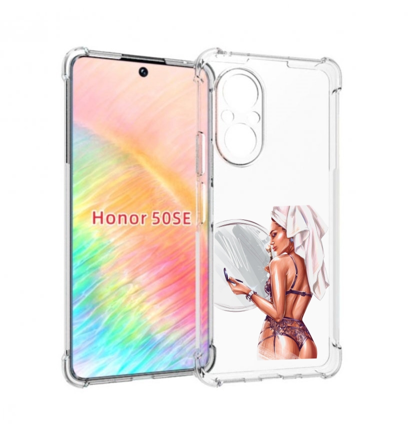 

Чехол бампер MyPads Девушка-с-полотенцем женский для Honor 50 SE, Прозрачный, Tocco