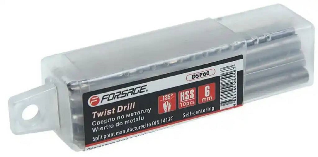

F-dsp60_сверло по металлу 6.0мм hss (10шт), в пластиковом футляре