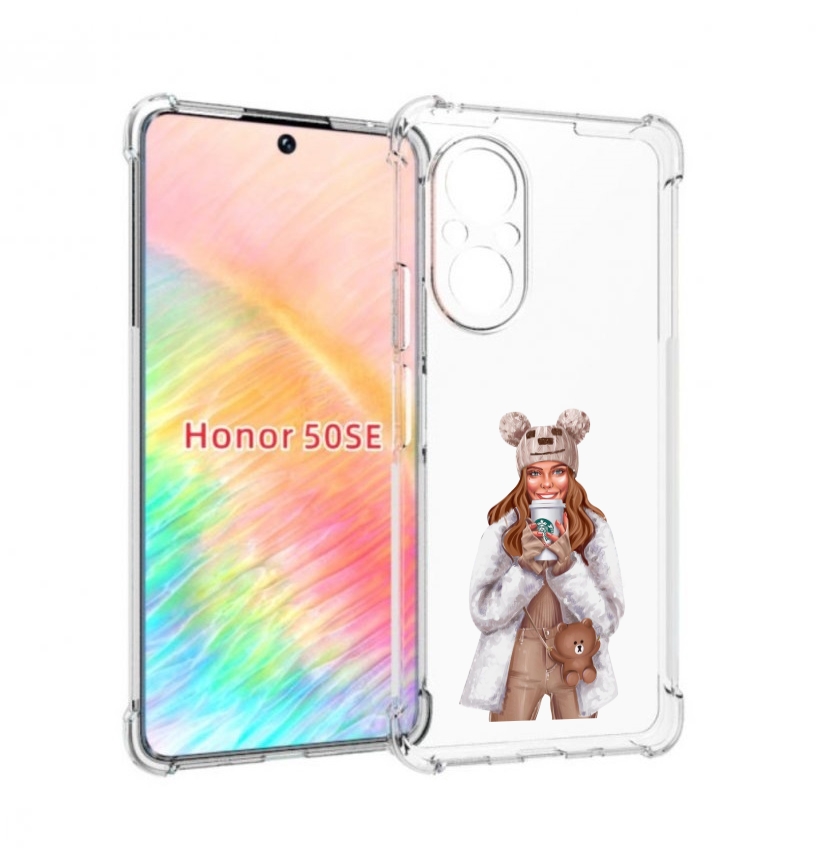 

Чехол бампер MyPads Девушка-с-кофе-старбакс женский для Honor 50, Прозрачный, Tocco