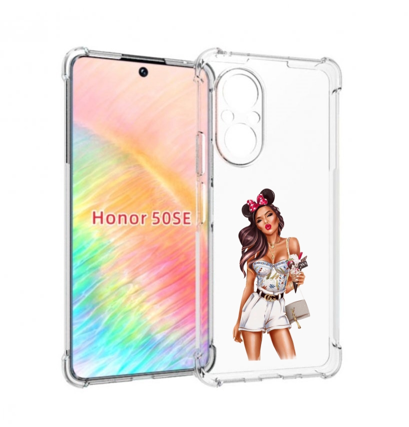 

Чехол бампер MyPads Девушка-микки для Honor 50 SE противоударный, Прозрачный, Tocco