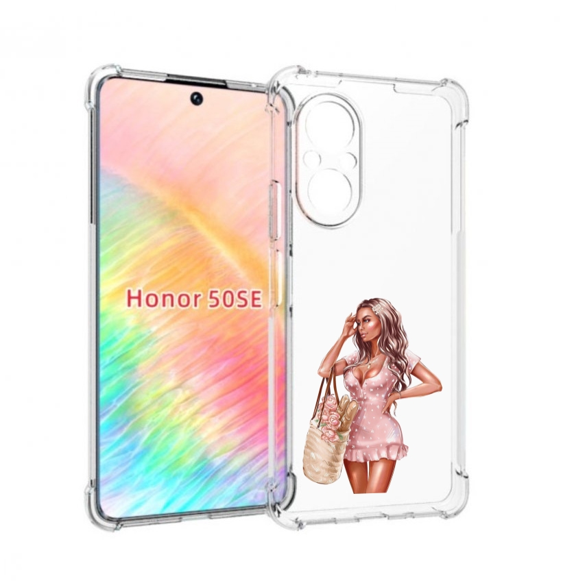 

Чехол бампер MyPads Девушка-в-мини-платье женский для Honor 50 S, Прозрачный, Tocco