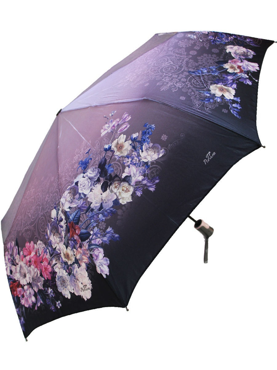 

Зонт женский Popular Umbrella 1290 черный/розовый, 1290
