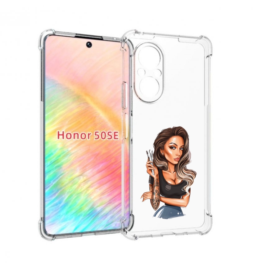 

Чехол бампер MyPads Девушка-бровист для Honor 50 SE противоударный, Прозрачный, Tocco