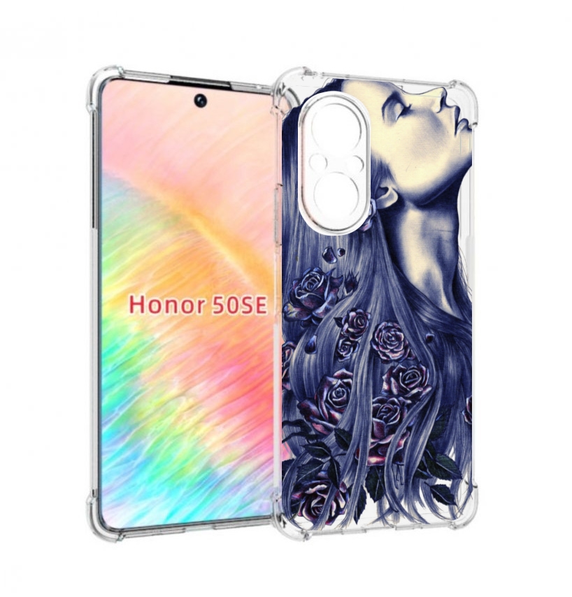 

Чехол бампер MyPads Девушка с розами женский для Honor 50 SE про, Прозрачный, Tocco