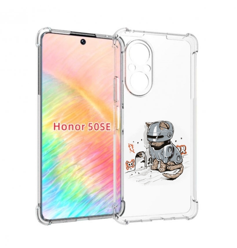 

Чехол бампер MyPads Грозный кот для Honor 50 SE противоударный, Прозрачный, Tocco