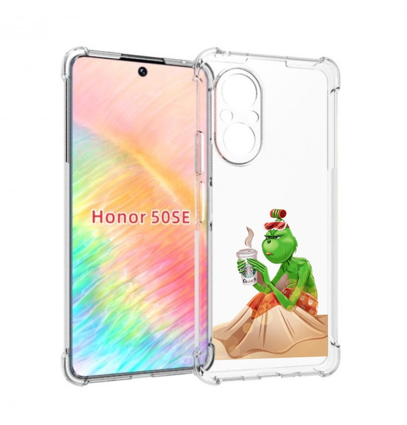 

Чехол бампер MyPads Гринч-в-платье для Honor 50 SE противоударный, Прозрачный, Tocco