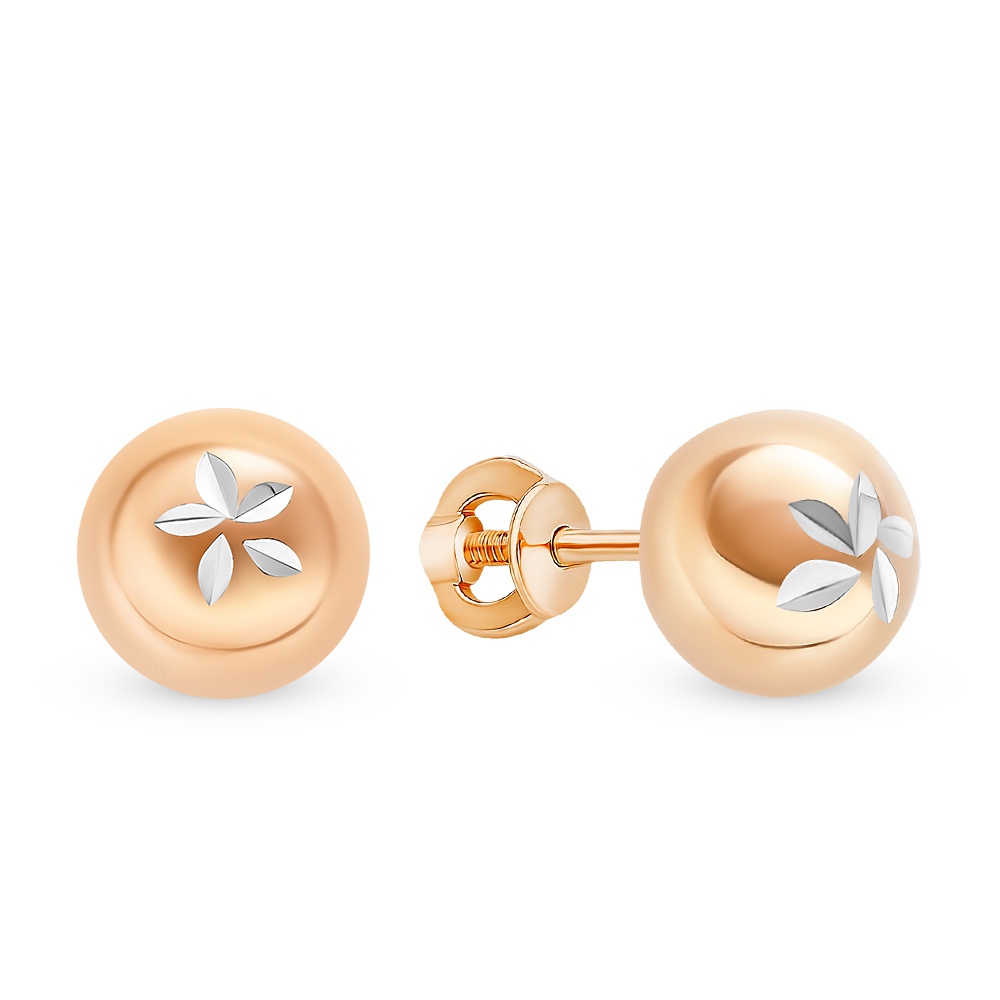 

Серьги из красного золота без вставки 585Gold 402003968, 402003968