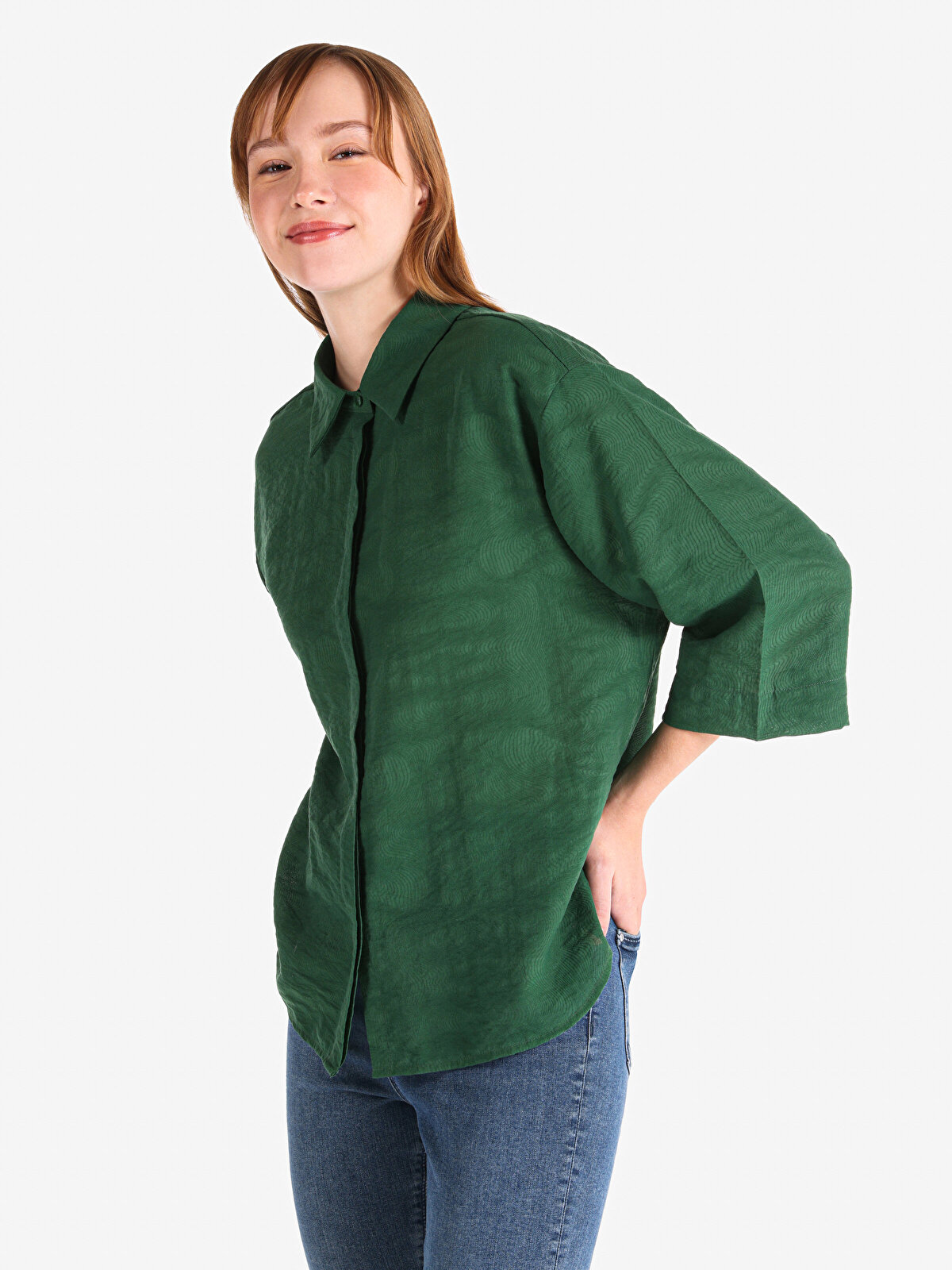 Рубашка женская Colin's CL1065067_Q1.V1 зеленая M
