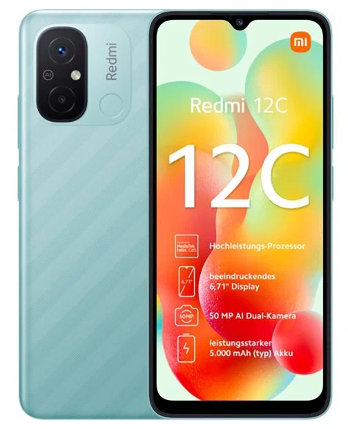 

Смартфон Xiaomi Redmi 12C 4/64GB Mint Green (6941812716602), Redmi 12C