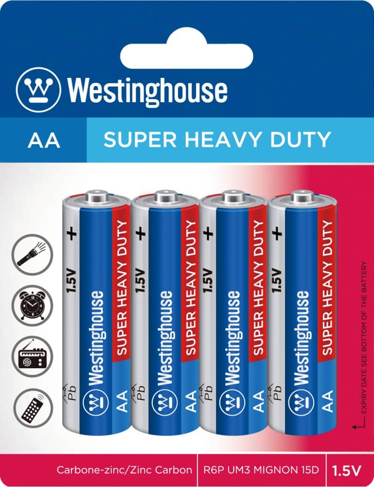 

Солевая батарейка Westinghouse R6 AA Super Heavy Duty-BP4, 46432003