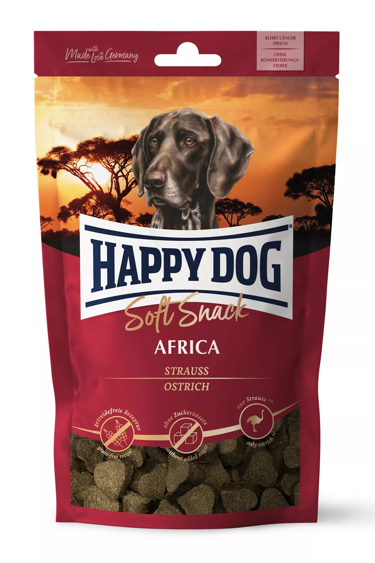 фото Лакомство для собак happy dog africa, страус, 100г, 10 шт