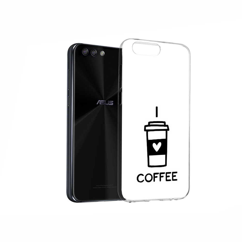 

Чехол MyPads Tocco для Asus ZenFone 4 Я люблю кофе, Прозрачный, Tocco