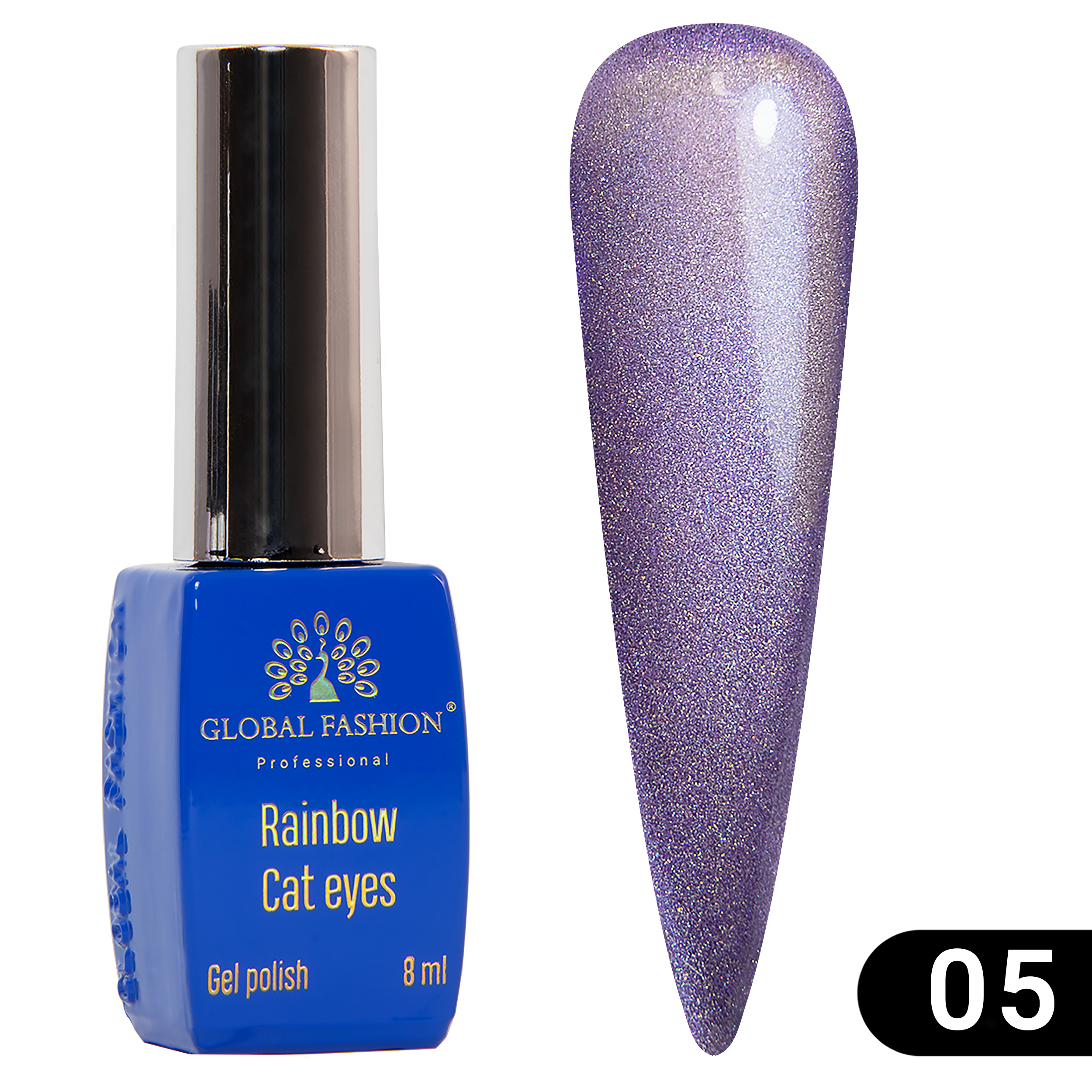 

Магнитный гель-лак Global Fashion Кошачий глаз призма №05 Rainbow Laser cat eyes, 8 мл, Фиолетовый
