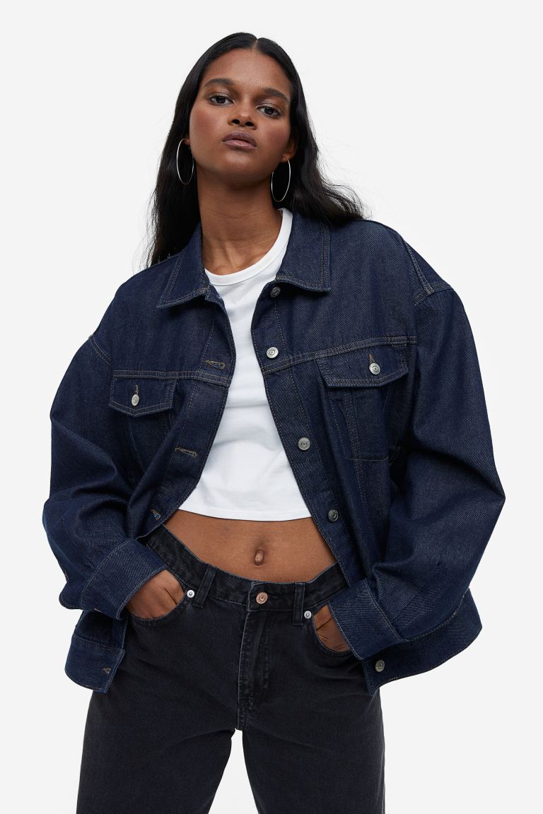

Джинсовая куртка женская H&M 1142870002 синяя S (доставка из-за рубежа), 1142870002