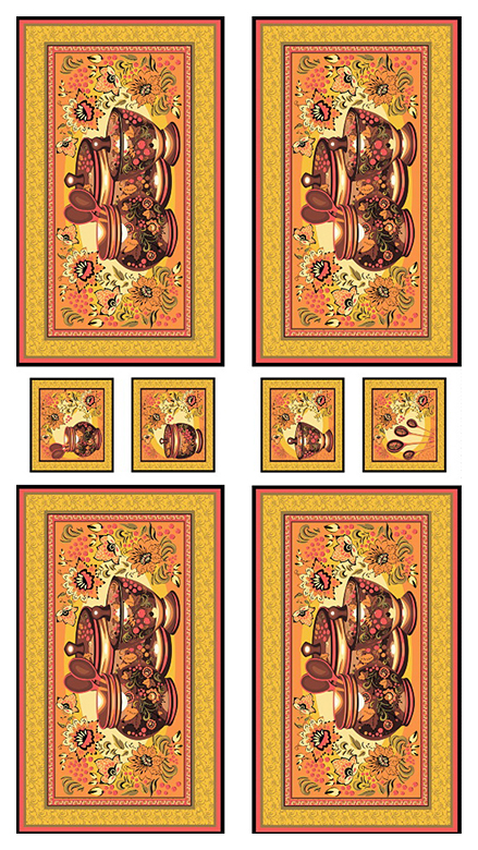 фото Ткань peppy русские традиции панель 60x110 см 110 г/м2 100% хлопок, желтый разноцветный