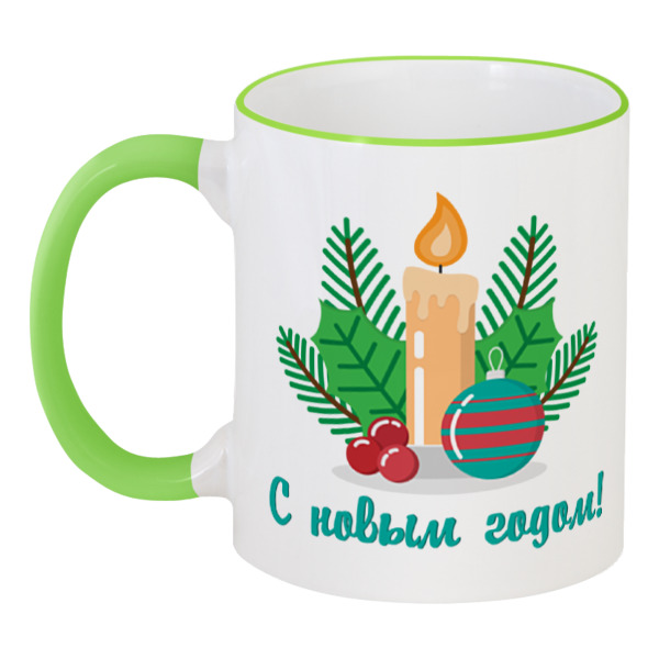 

Кружка Printio с цветной ручкой и ободком С новым годом, Разноцветный