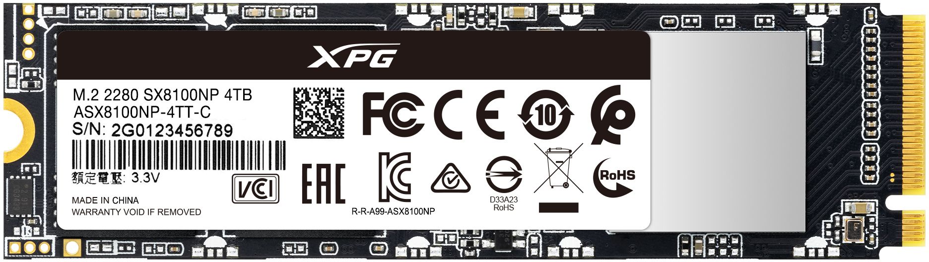 фото Ssd диск adata xpg sx8100 4тб (asx8100np-4tt-c)