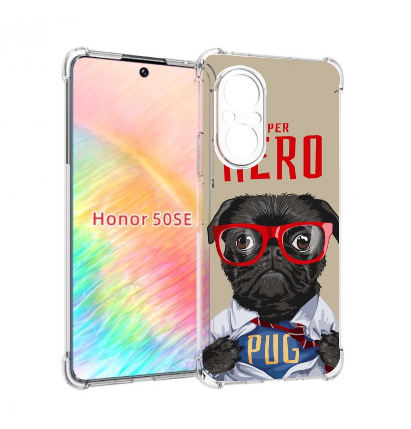 

Чехол бампер MyPads Герой-PUG для Honor 50 SE противоударный, Прозрачный, Tocco