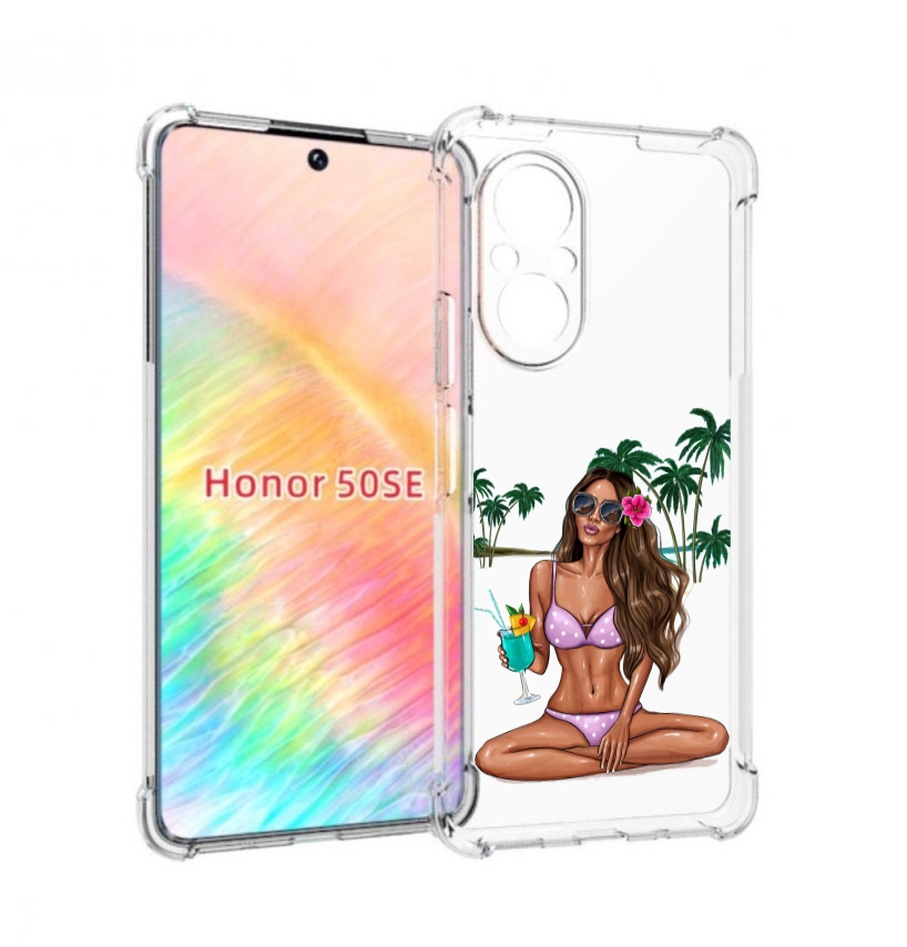 

Чехол бампер MyPads Гавайская-девушка женский для Honor 50 SE пр, Прозрачный, Tocco