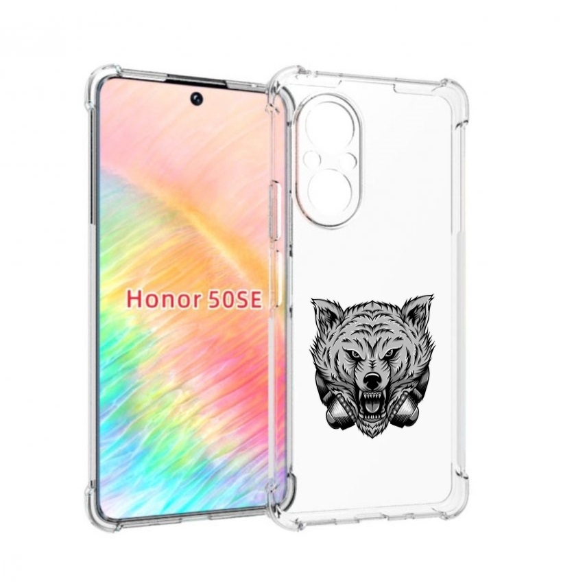

Чехол бампер MyPads Волк-в-наушниках мужской для Honor 50 SE про, Прозрачный, Tocco