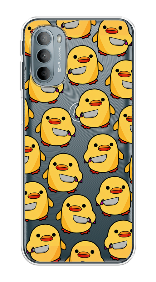

Чехол на Motorola Moto G31 "Утка с ножом", Прозрачный;желтый;оранжевый, 241850-1
