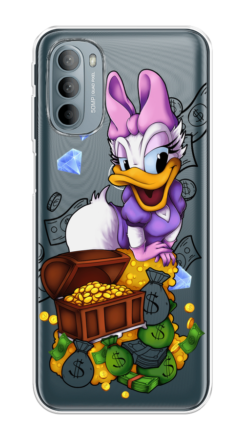 

Чехол на Motorola Moto G31 "Rich Daisy Duck", Коричневый;белый;фиолетовый, 241850-6