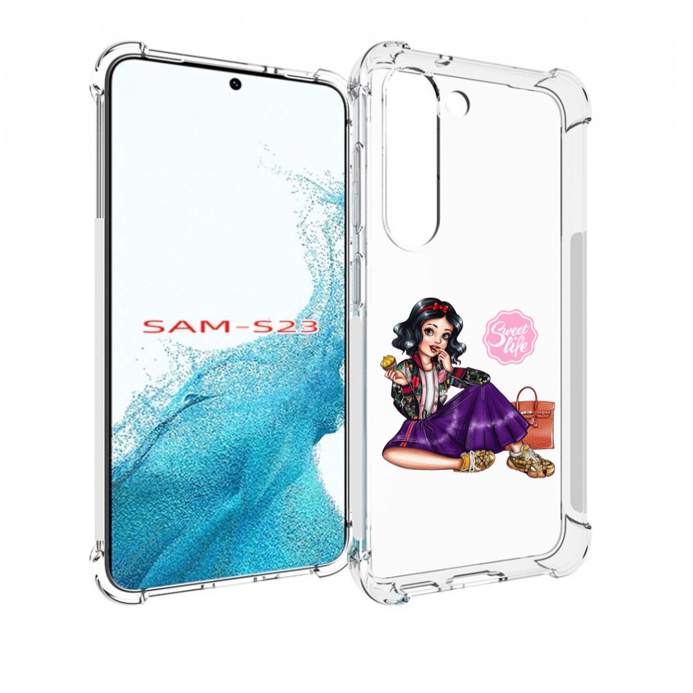

Чехол MyPads Сладкая-жизнь женский для Samsung Galaxy S23, Прозрачный, Tocco