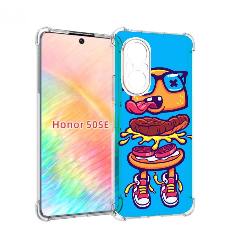 Чехол бампер MyPads Бургер с очками для Honor 50 SE противоударный