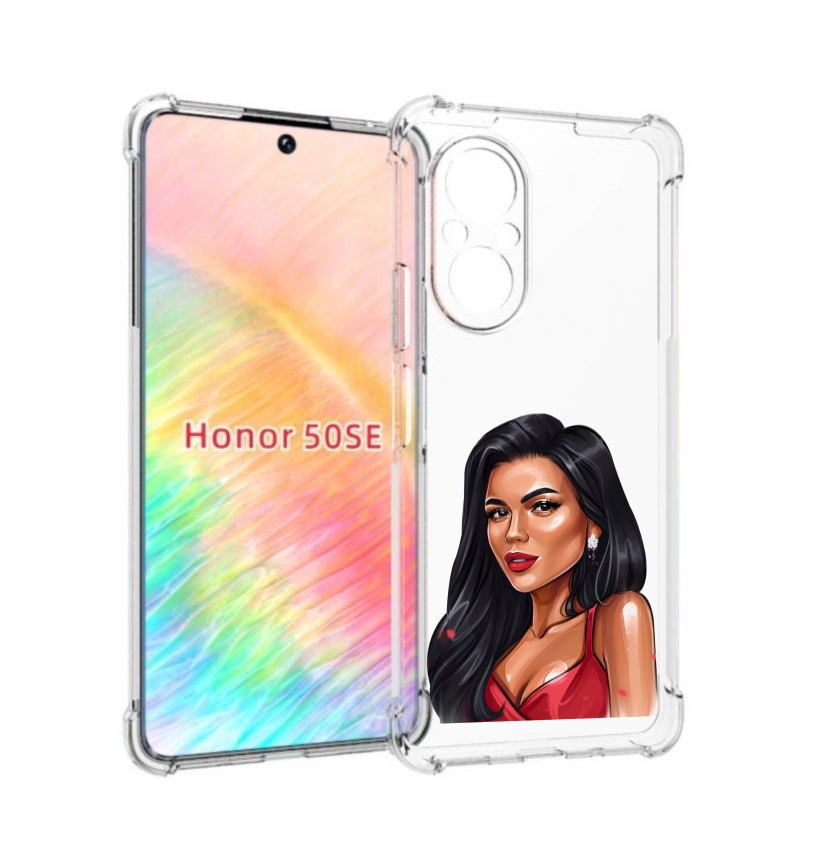 

Чехол бампер MyPads Брюнетка-в-красном-платье для Honor 50 SE пр, Прозрачный, Tocco