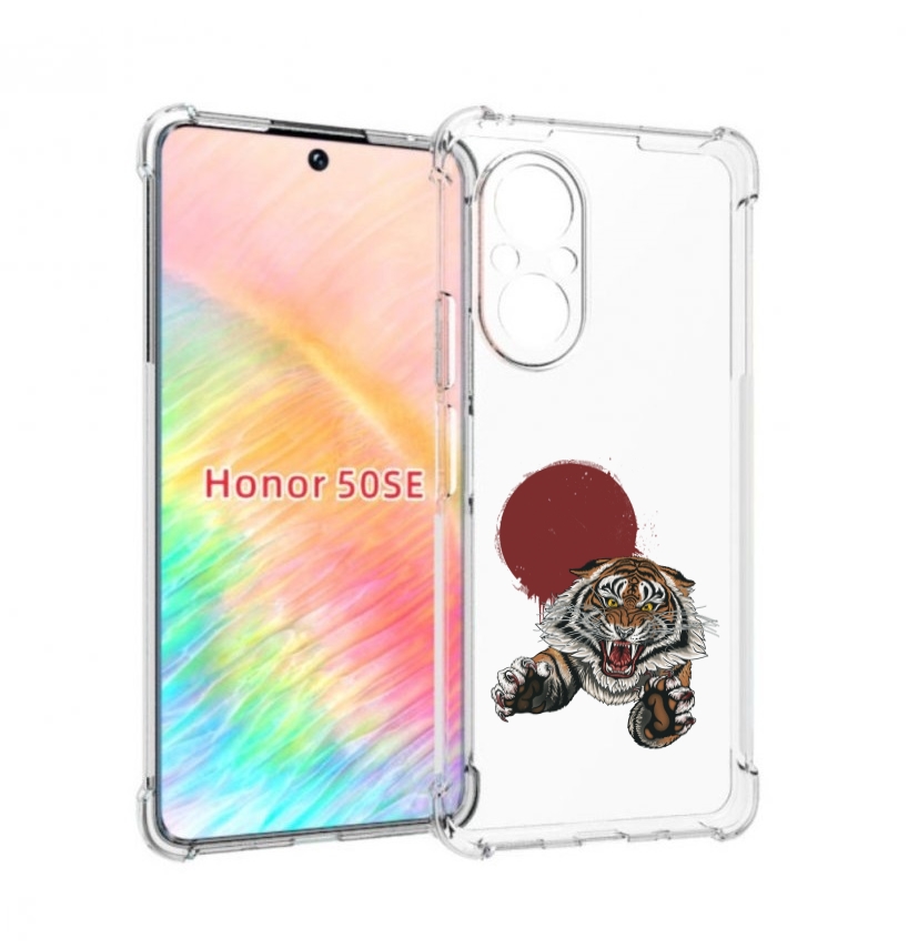 

Чехол бампер MyPads Бросок тигра для Honor 50 SE противоударный, Прозрачный, Tocco