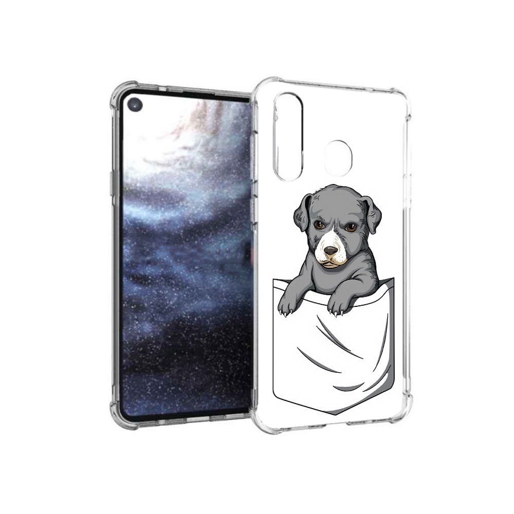 

Чехол MyPads Tocco для Samsung Galaxy A8s собачка в кармане (PT124633.501.611), Прозрачный, Tocco