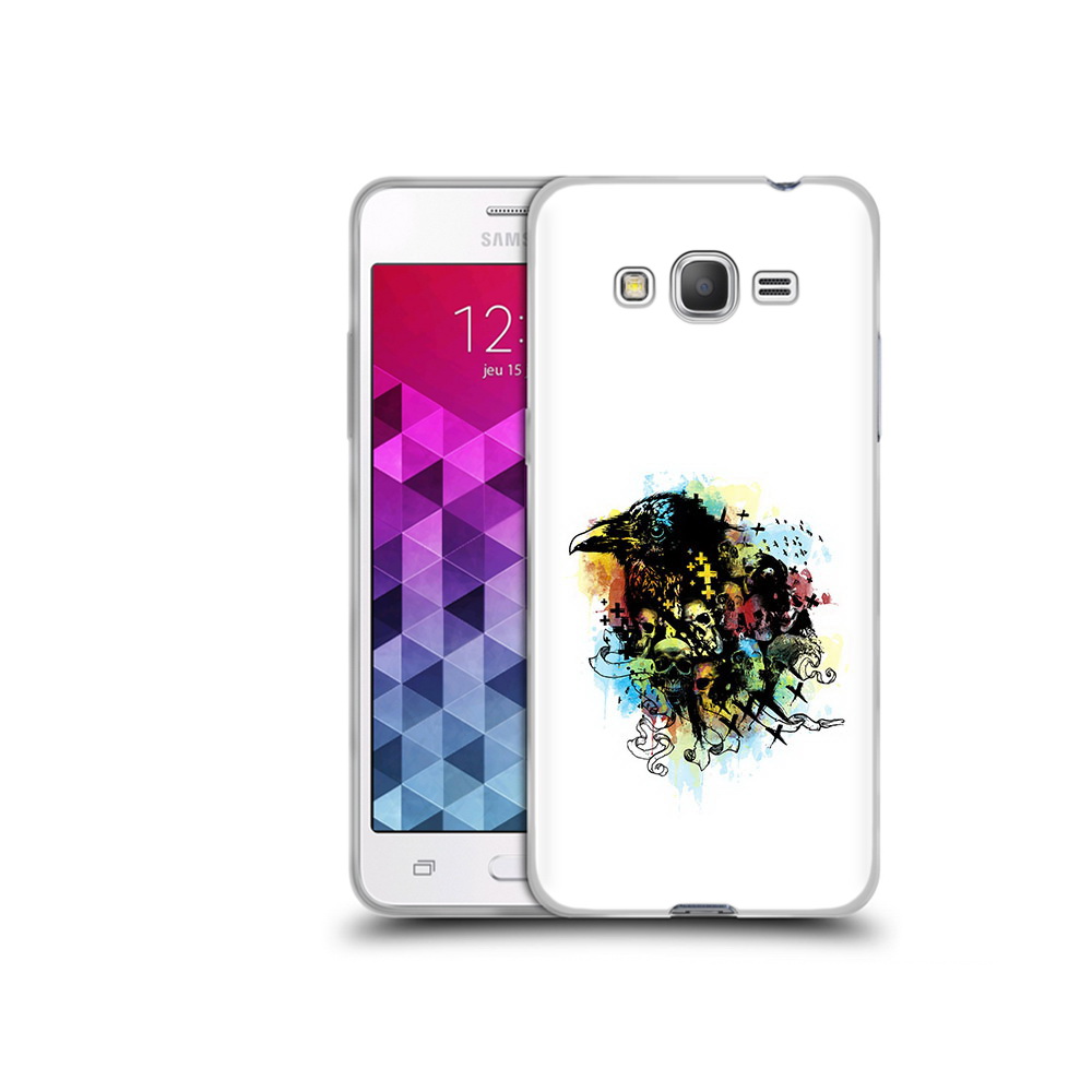 

Чехол MyPads Tocco для Samsung Galaxy Grand Prime ворон и черепа, Прозрачный, Tocco