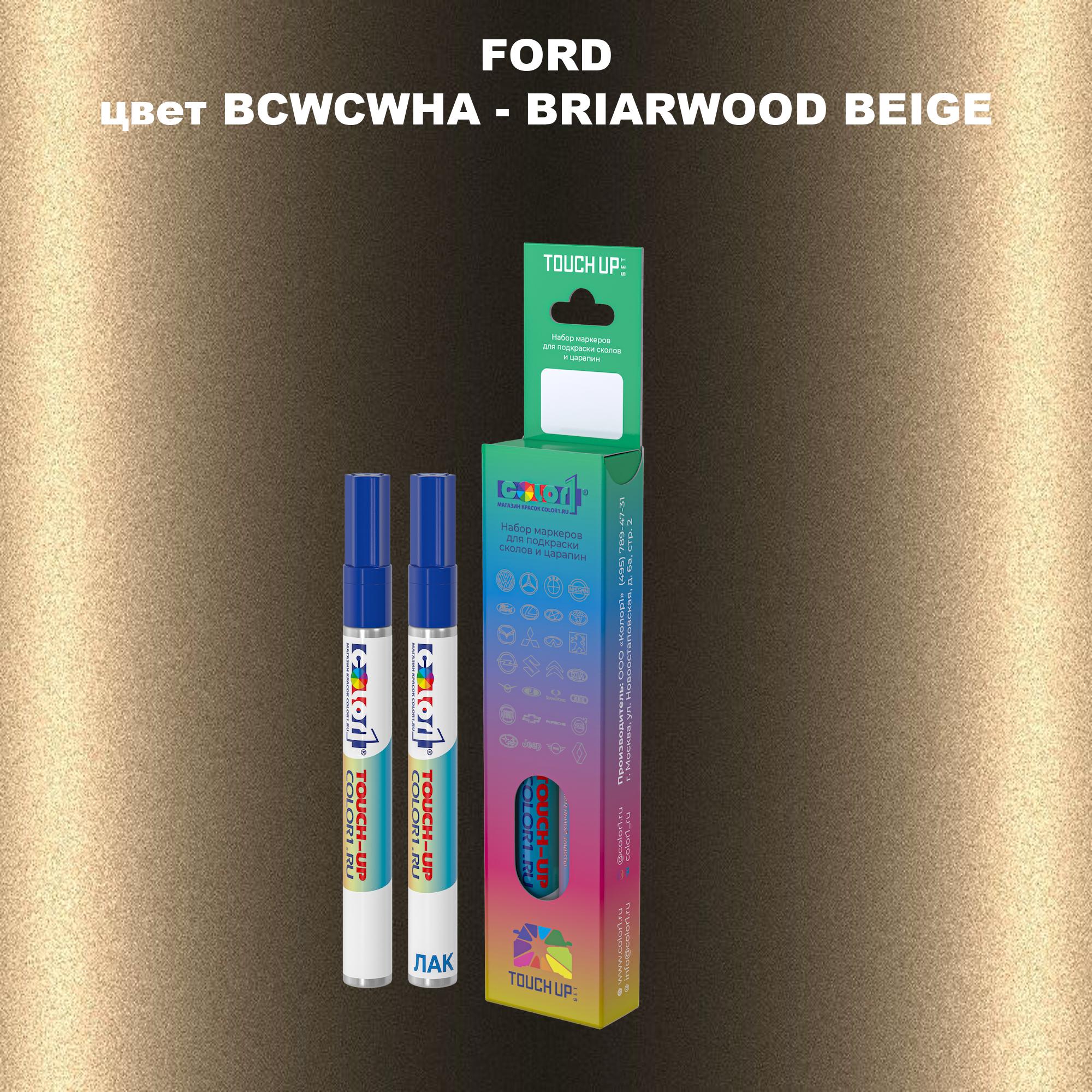 

Маркер с краской COLOR1 для FORD, цвет BCWCWHA - BRIARWOOD BEIGE, Прозрачный