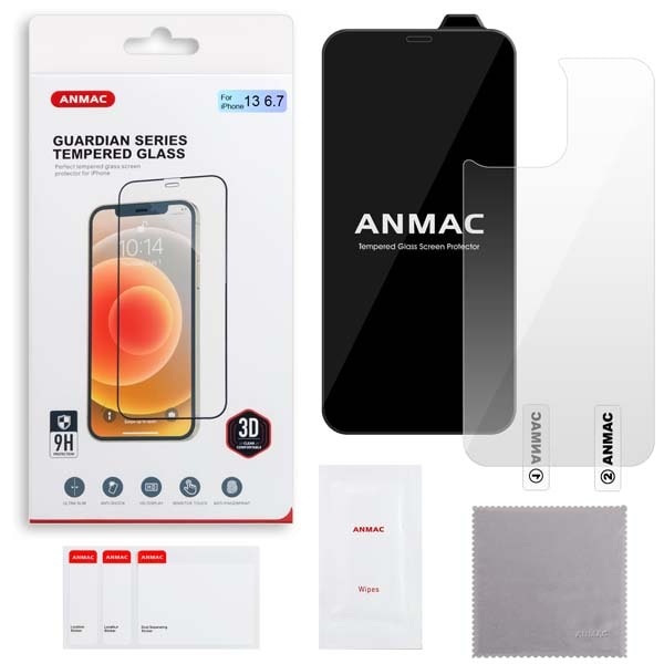 

Защитное стекло ANMAC iphone 13 Pro Max + пленка назад 3D черный, Защитное стекло ANMAC iPhone 13 Pro Max + пленка назад 3D черный