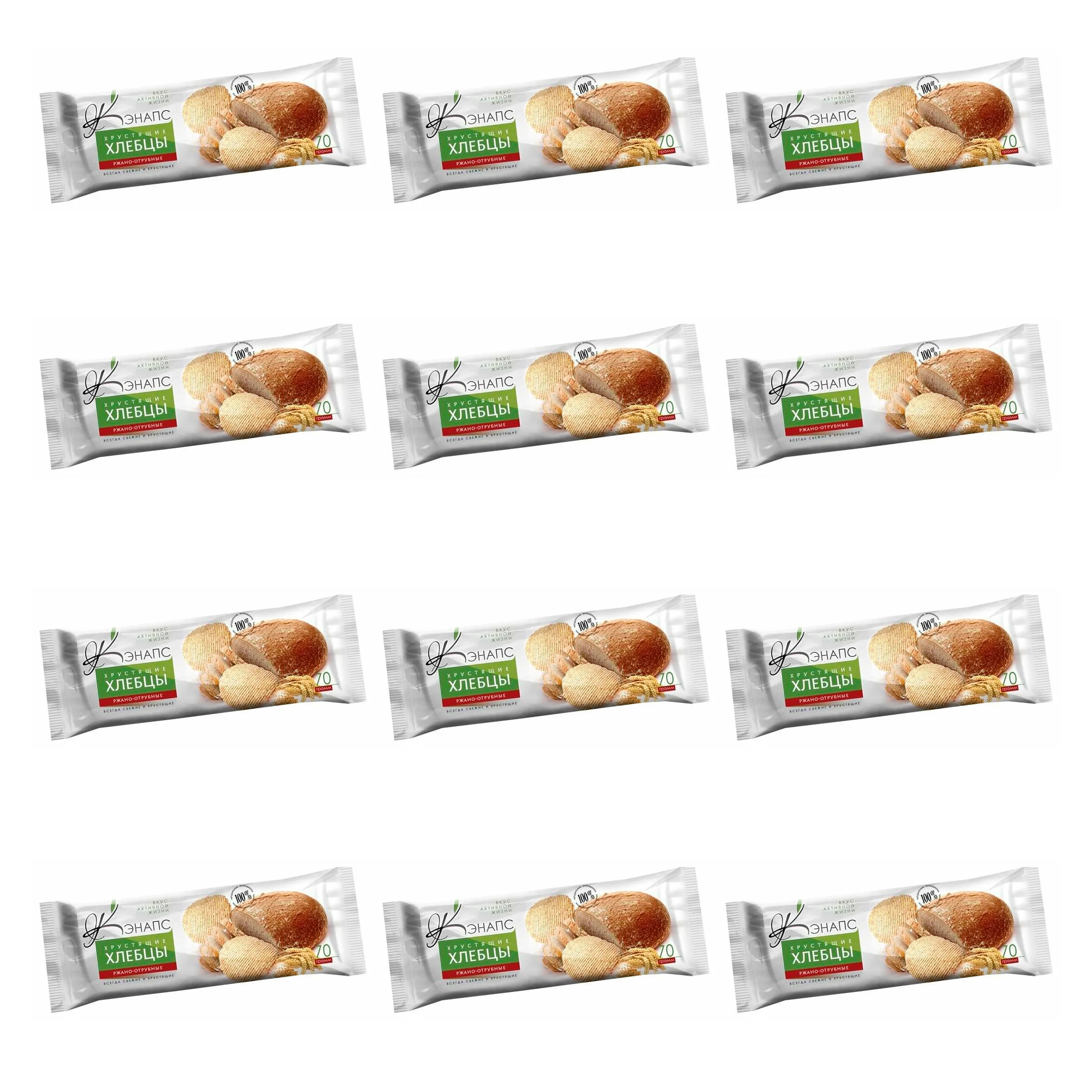 Хлебцы Кэнапс хрустящие Ржанохотрубные, 70 г х 12 шт