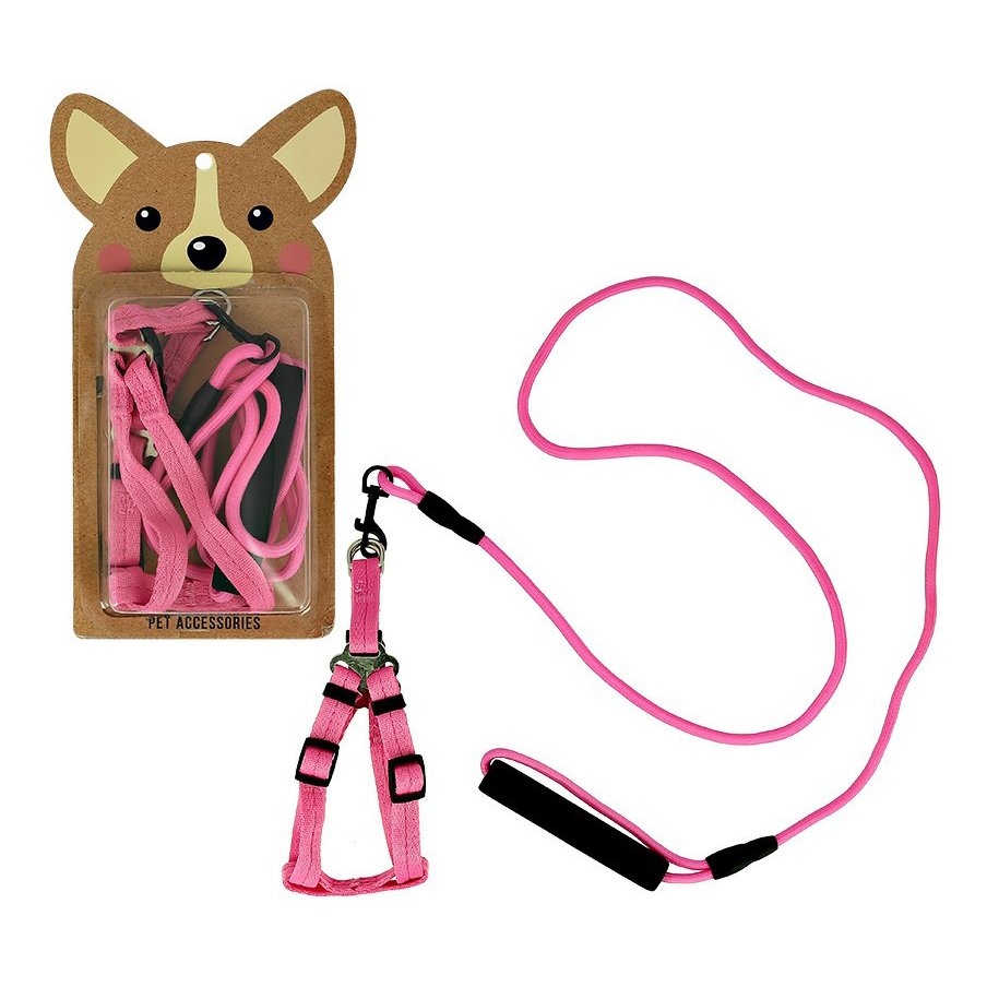 Шлейка для собак Lady Pink Basic с поводком, размер XS