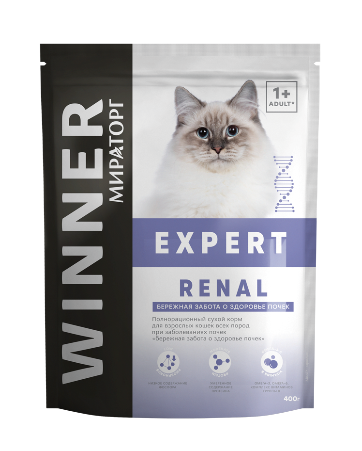 Сухой корм для кошек Winner Expert Renal при заболеваниях почек, 400 г
