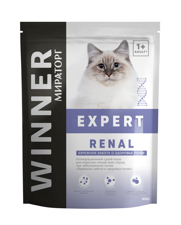 фото Сухой корм для кошек winner expert renal при заболеваниях почек, 400 г