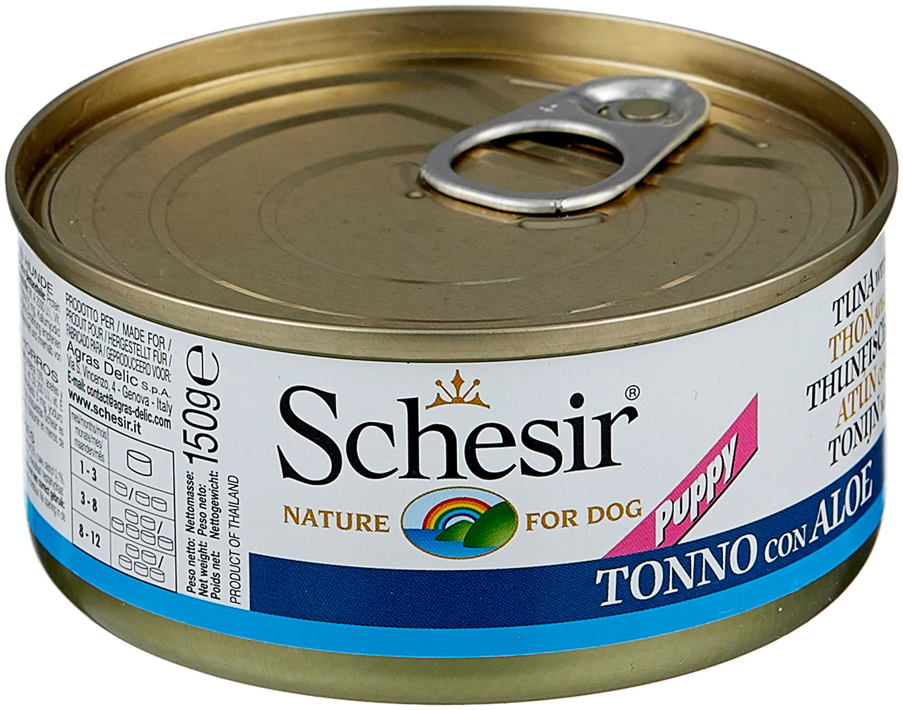 Консервы для щенков Schesir тунец с алоэ, 150 г