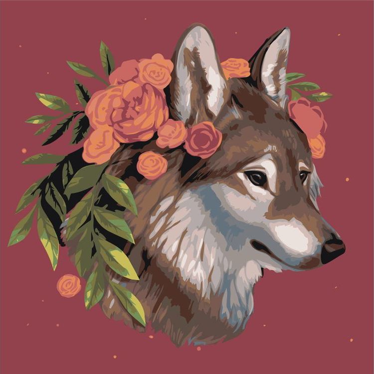 

Картина по номерам Живопись по Номерам Волк с венком, 40x40, Волк с венком