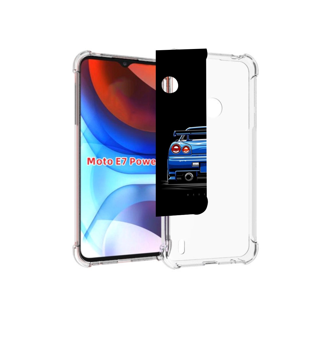

Чехол MyPads Машина-синяя мужской для Motorola Moto E7 Power, Прозрачный, Tocco