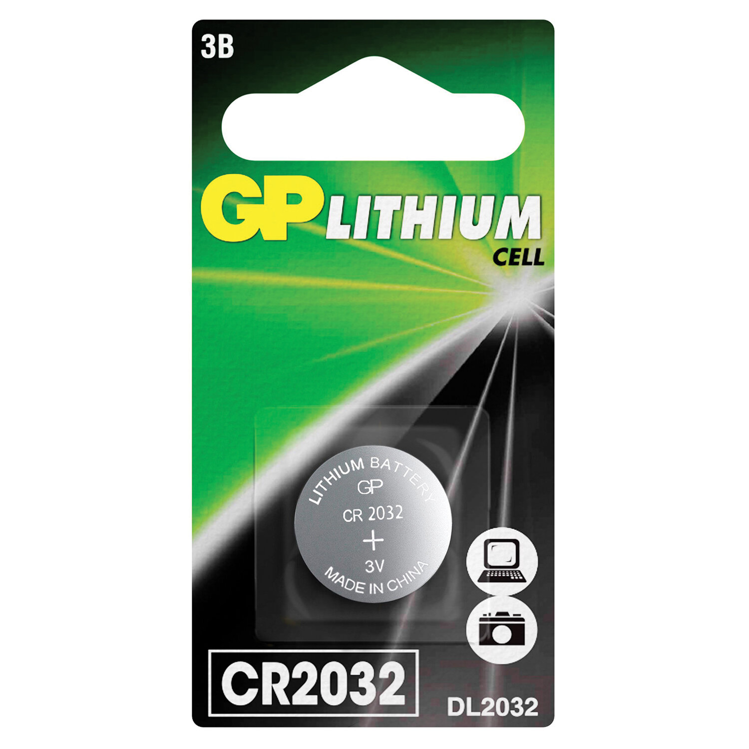 Батарейки литиевые GP Lithium, тип CR2032, 3V, 1шт. (Таблетка)