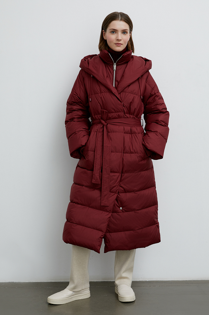 фото Пуховик-пальто женский finn flare fwb51062 бордовый xl