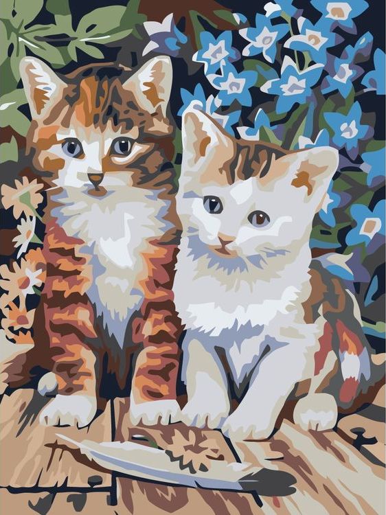 

Картина по номерам Живопись по Номерам Котята с пёрышком, 30x40, Котята с пёрышком