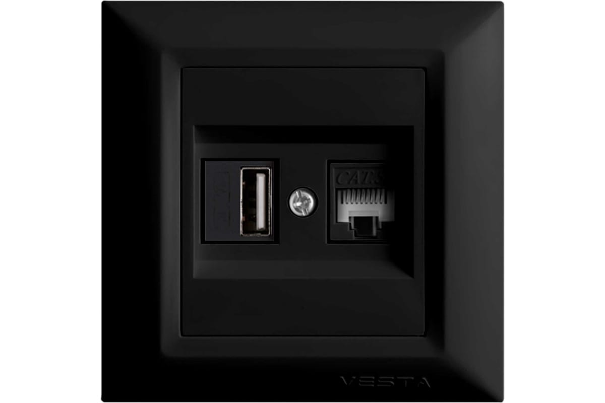 Розетка Vesta Electric Roma Black для USB сетевого кабеля LAN FRZ00050205CMT 2920₽