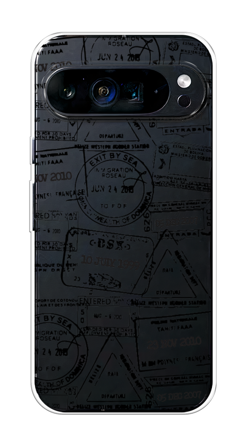 

Чехол на Google Pixel 9 Pro XL "Visa stamps 2", Белый;черный;серый, 272150-1
